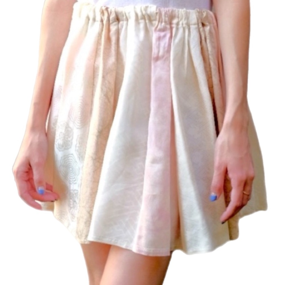 Custom Made Kimono Print Flared Pleated Mini Skirt